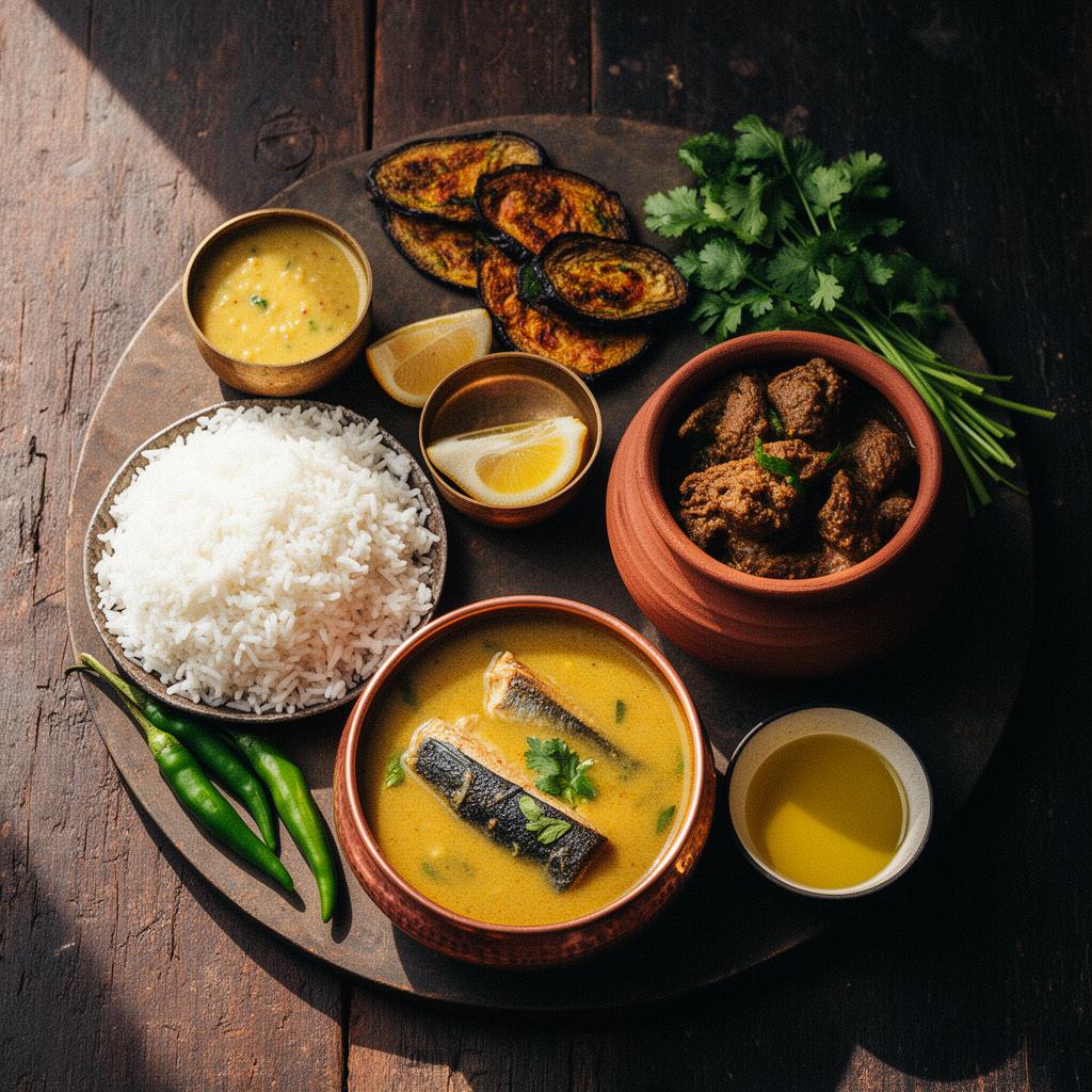 Bengali home cook stirring a curry on the stove
